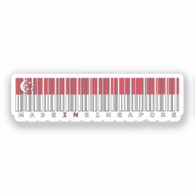 In Singapur hergestelltes Barcode-Flaggen-Design Aufkleber (Vorderseite)
