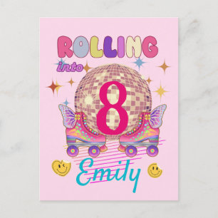 In Skate-Roller-Geburtstagsfeier-Matching einrolle Postkarte