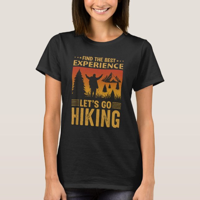 “In the Best Experience Let Go Hiking Retro Tee (Vorderseite)