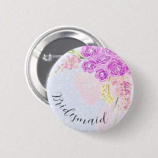 In The Blue-Sweet Pink Bow Bouquet Brautjungfer Button