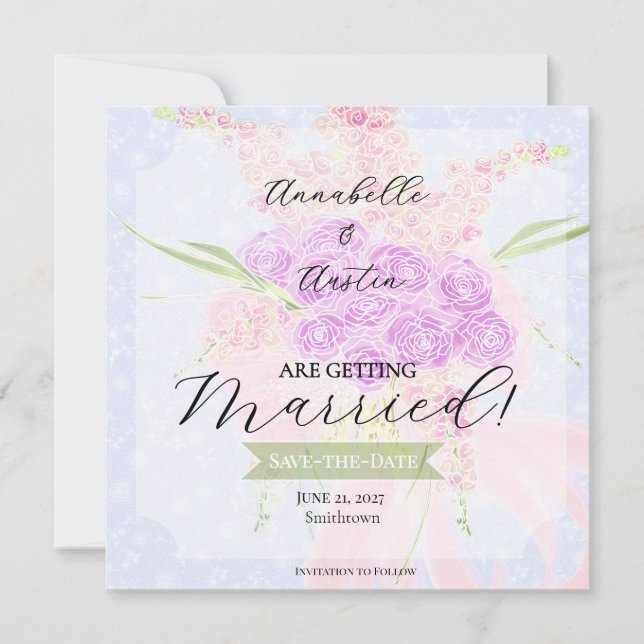 In The Blue- Sweet Pink durchscheinender Bogen Blu Save The Date (Vorderseite)