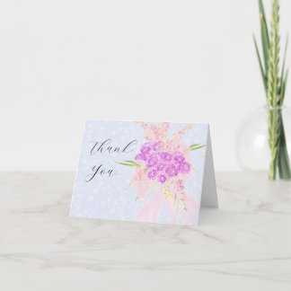 In The Blue- Sweet Pink Sheer bow Bouquet Dankeskarte