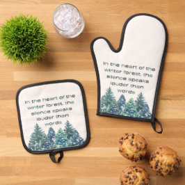 In The Heart Of The Winter Forest Decor For Home Ofenhandschuh & Topflappen-Set