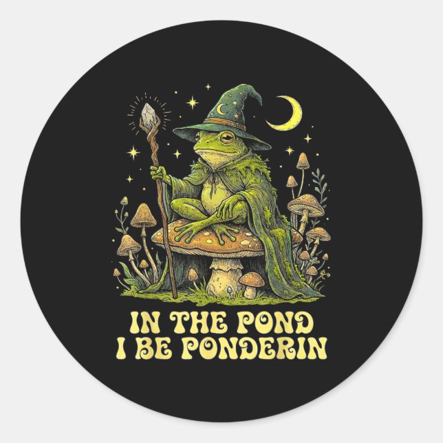 In The Nd I Be Nderin Funny Wise Frog Wizard Meme  Runder Aufkleber (Vorderseite)