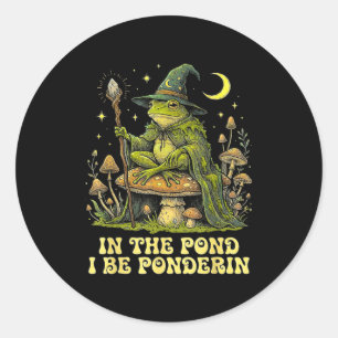 In The Nd I Be Nderin Lustiger Weiser Frosch Zaube Runder Aufkleber