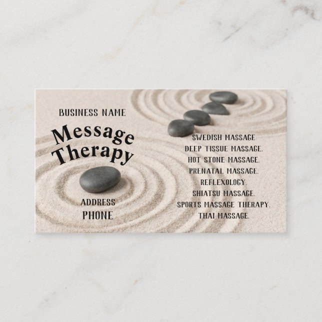 In the Sand Message Therapy Business Card Visitenkarte (Vorderseite)