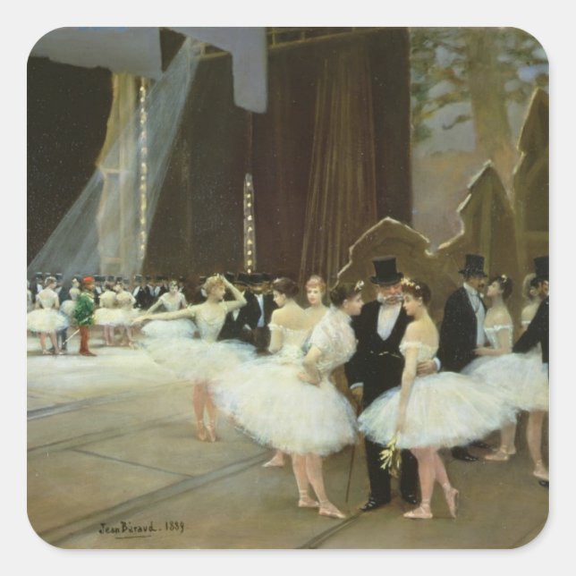 In the Wings at the Opera House, 1889 Quadratischer Aufkleber (Vorderseite)