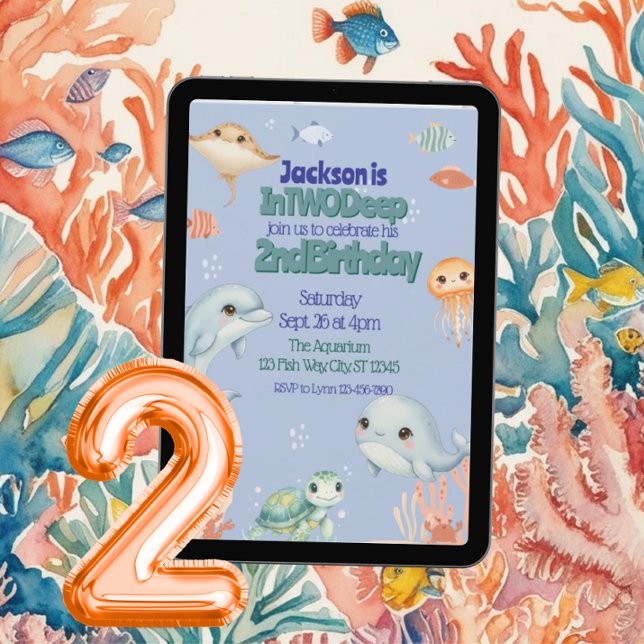 In TWO Deep, Blue Under the Sea 2nd Birthday  Einladung (Von Creator hochgeladen)