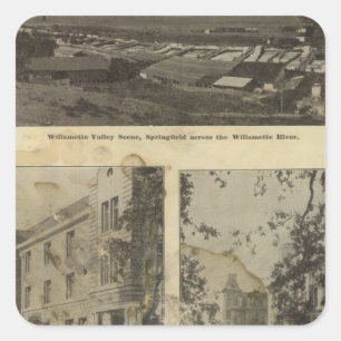 In und über Eugene Oregon Quadratischer Aufkleber