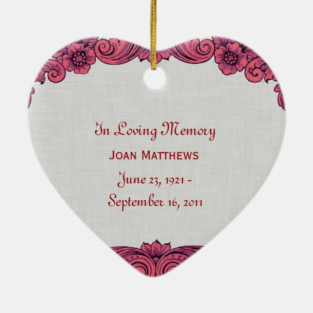 In unserem Herz-Erinnerungstribut rotes Vintages Keramikornament (Hinten)