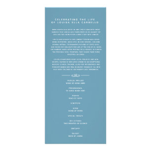 In unseren Herzen Begräbnisprogramm weiß und blau Werbekarte