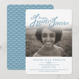 In unseren Herzen Foto Beerdigung blau lädt ein Einladung