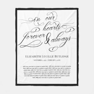 In unseren Herzen für immer Schwarz-Weiß-Beileid Fleecedecke
