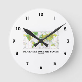 In welcher Zeitzone bist du? (Standardzeitzonen) Runde Wanduhr