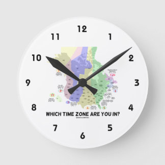 In welcher Zeitzone bist du? (Vereinigte Staaten - Runde Wanduhr