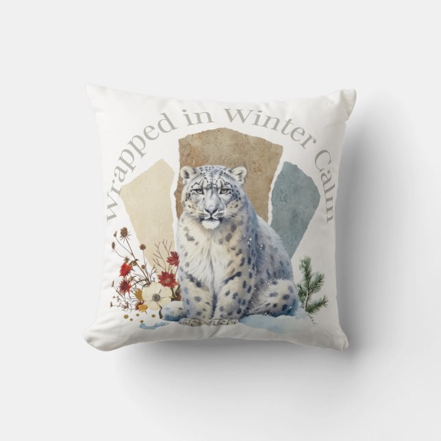 In winterlicher Ruhe eingehüllte Leopard-Kunst Kissen (Vorderseite)