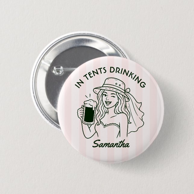 In Zelten Trinken Camp Braut Junggesellinnenabschi Button (Vorne & Hinten)