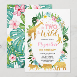 In zwei der wilden Geburtstage Einladung Jungtiere