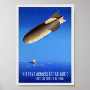 In zwei Tagen über den Atlantik Vintage Poster