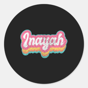 Inayah Vorname Mädchen Vintage 70er 80er Personali Runder Aufkleber