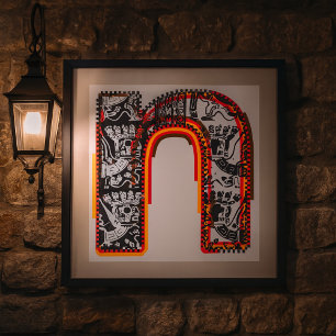Inca-Buchstabe N Künstlerische Beschriftung Poster
