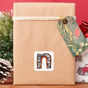 Inca Letter N Artistic Letters Square Sticker