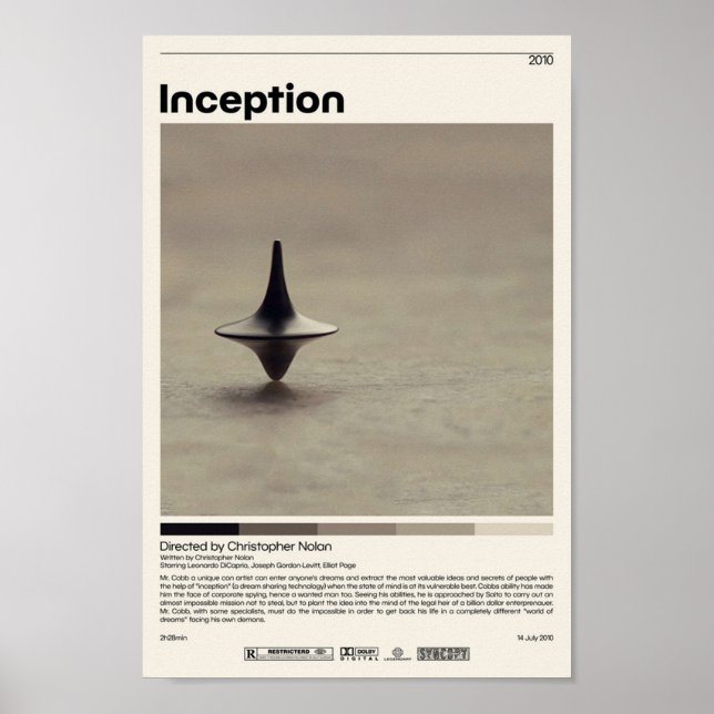 Inception Christopher Nolan Minimalistisch Movie V Poster (Vorne)