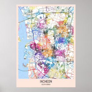 Incheon South Korea City Map Poster