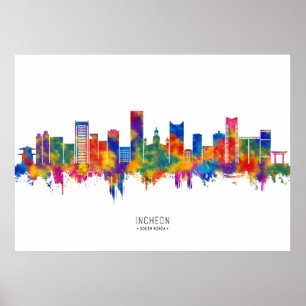 Incheon South Korea Skyline Poster