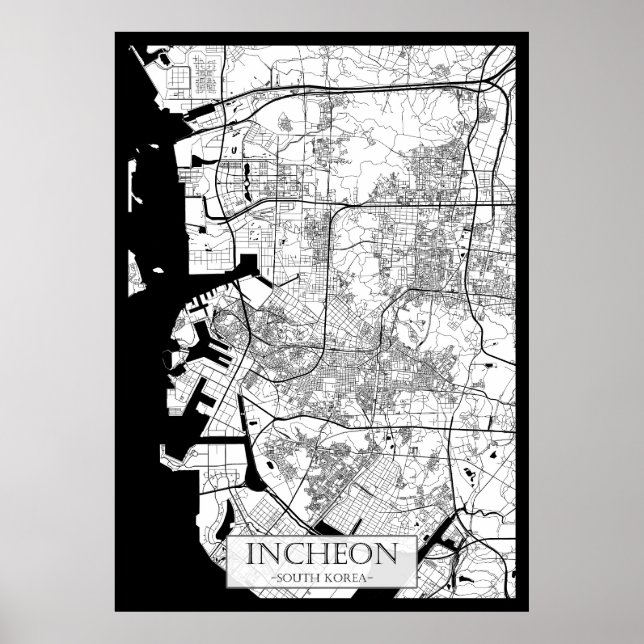 Incheon Südkorea Karte Poster (Vorne)