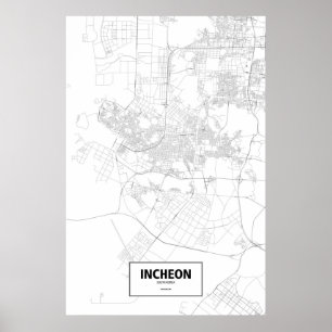 Incheon, Südkorea (Schwarzes auf Weiß) Poster