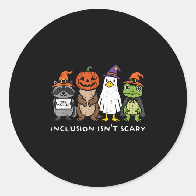Inclusion Isn't Y Slp Halloween Sped Teacher Anima Runder Aufkleber (Vorderseite)