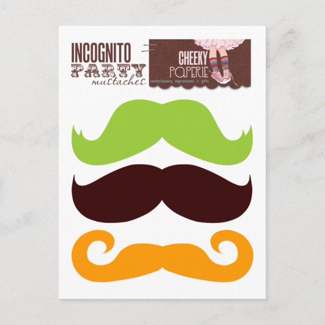 Incognito Party Mustaches 1 Postkarte (Vorderseite)