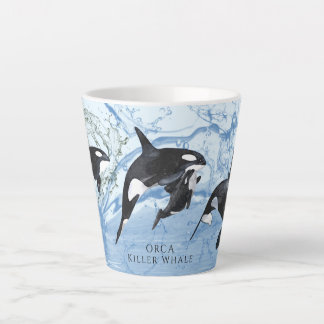 Incredible Black and White Watercolor Orcas Milchtasse