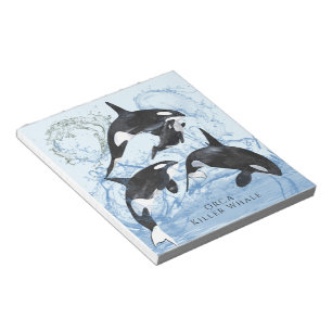 Incredible Black and White Watercolor Orcas Notizblock