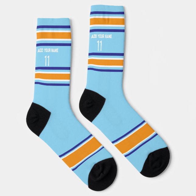 Indego and blue & orange - Name Number Socks Socken (Rechts)
