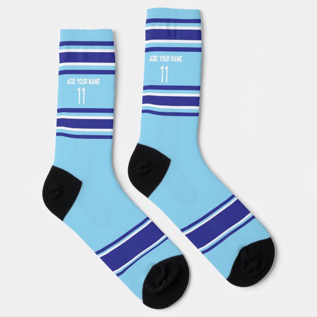 Indego und blau & orange - Name Zahlen Socken (Rechts)