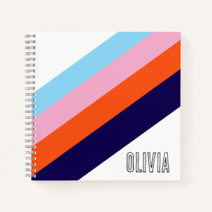 IndegoPink OrangeLila Streifen  Personalisierter N Notizbuch