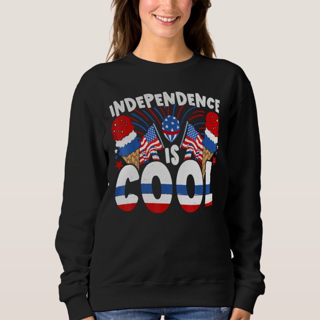 Independence Is Cool Blue White Red Ice Cream Cone Sweatshirt (Vorderseite)
