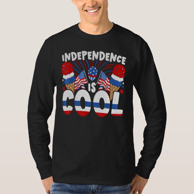 Independence Is Cool Blue White Red Ice Cream Cone T-Shirt (Vorderseite)