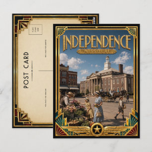 Independence Missouri Vintage Art Deco Goldenes Ze Postkarte