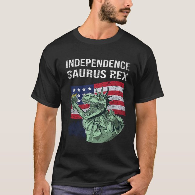independence saurus Rex 4th of July day statue of  T-Shirt (Vorderseite)