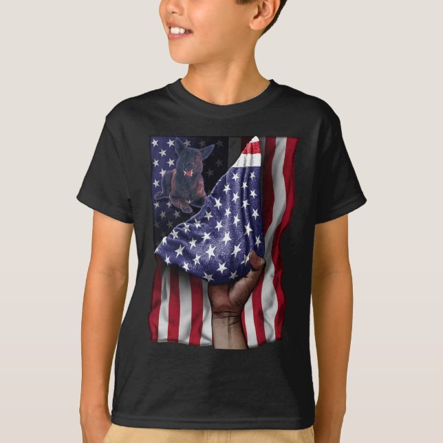 Independence US Flag Dutch Shepherd T-Shirt (Vorderseite)