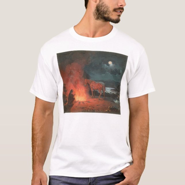 Inder durch ein Lagerfeuer (0744A) T-Shirt (Vorderseite)