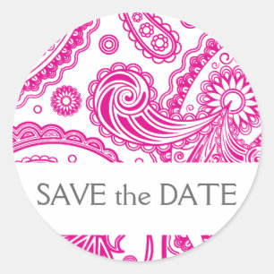 Inder Paisley Save the Date Runder Aufkleber