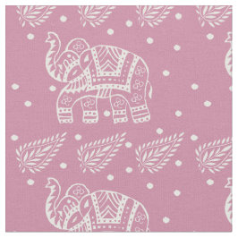 Inder Paisley und Elefant Block-Druck Rosa-Rose Stoff