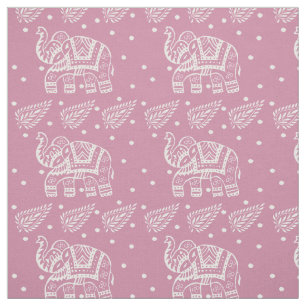 Inder Paisley und Elefant Block-Druck Rosa-Rose Stoff