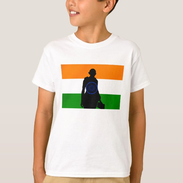 Inderflagge Mahatma Gandhi Indien Asien T-Shirt (Vorderseite)