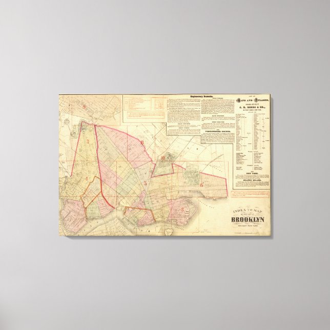 Index Brooklyn-Karte Leinwanddruck (Vorderseite)