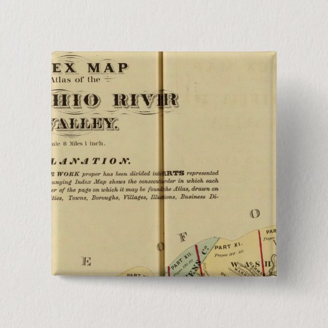 Index-Karte des Atlas des oberen Ohio-Flusses Button (Vorderseite)